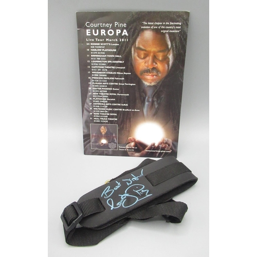 467 - Signed Courtney Pine Saxophone strap with Live Tour 2011 date pamphlet