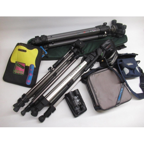 501 - V-Guard, Miranda Titan and a bagged Manfrotto Carbonone 441 tripods, Praktica Sport 10 x25 DCF binoc... 