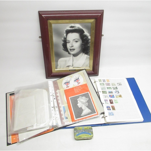 502 - Collection of loose and mounted world & GB stamps in two folders and a framed photo of the French ac... 