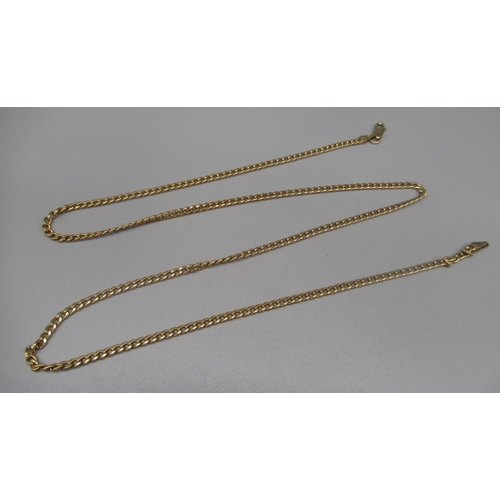 617 - 9ct yellow gold curb link chain necklace, stamped 375, L62cm, 5.4g