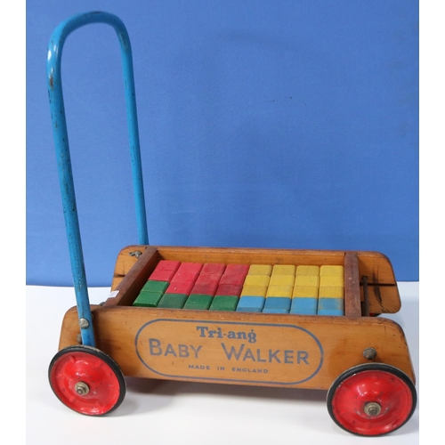 271 - Tri-ang Baby Walker with coloured blocks, L45cm