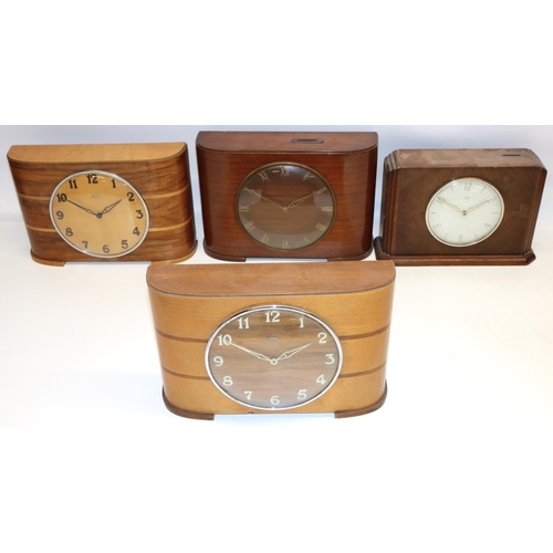 477 - Metamec Dereham 8 day inlaid mahogany mantle clock with chrome plated bezel W28cm, similar clock and... 