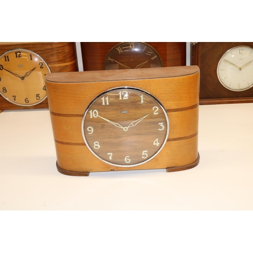 477 - Metamec Dereham 8 day inlaid mahogany mantle clock with chrome plated bezel W28cm, similar clock and... 