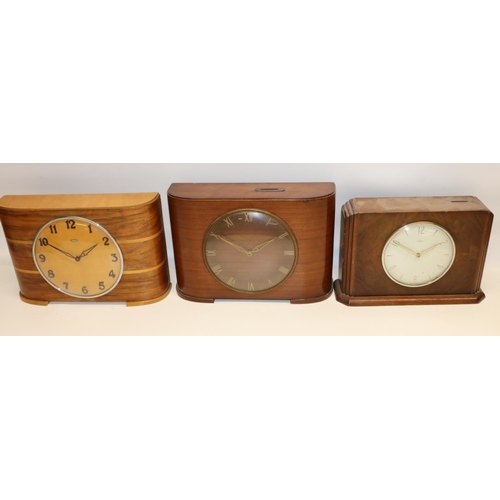 477 - Metamec Dereham 8 day inlaid mahogany mantle clock with chrome plated bezel W28cm, similar clock and... 