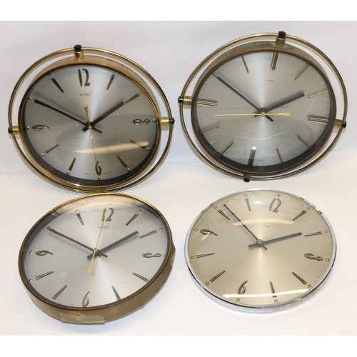 483 - 1970's Metamec brass wall clock, signed silvered dial with applied baton hour markers and centre sec... 