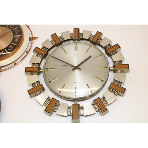 484 - 1970's Metamec wall clock, signed copper tone dial the hours interspersed with signs of The Zodiac, ... 