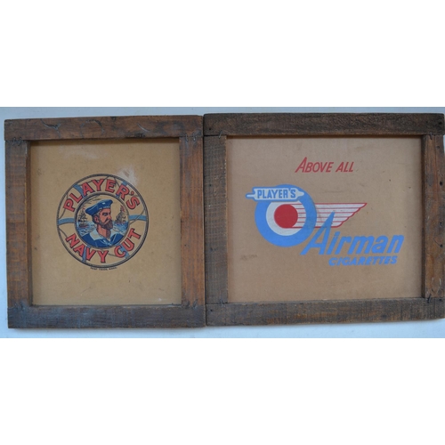 players airman cigarettes Two vintage John Player's Navy Cut Cigarette shipping boxes (wood and card,  largest W59.5xD42xH30.3c