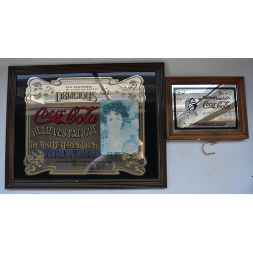 1253 - Three Coca-Cola advertising mirrors to include large 