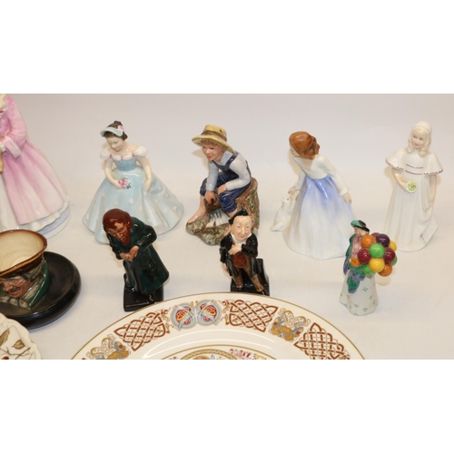 285 - Royal Doulton figures: Faith HN3082 limited edition 578/9500, Bridesmaid HN2874, Balloon Seller HN21... 