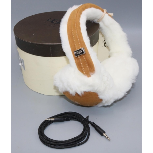 749 - Pair of UGG classic chestnut tech earmuffs, smart phone and MP3 compatible (boxed as new)