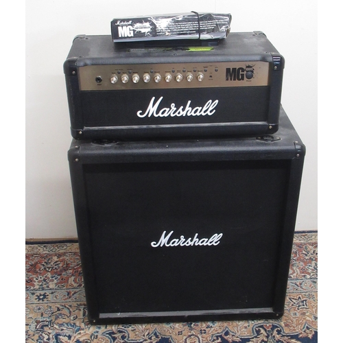 423 - Marshall MG412B 120W amplifier, Marshall MG100FX amplifier and a Marshall MG footcontroller, with a ... 