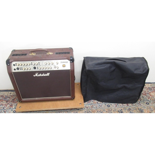 424 - Marshall Acoustic Soloist AS100D guitar amplifier, made in England, Owners manual, black protective ... 