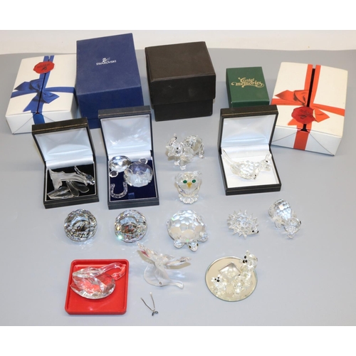 342 - Swarovski Crystal glass ornaments: owl; koala; elephant H6cm; The Mary Rose paperweight; paperweight... 