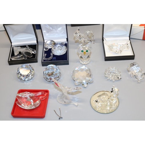 342 - Swarovski Crystal glass ornaments: owl; koala; elephant H6cm; The Mary Rose paperweight; paperweight... 