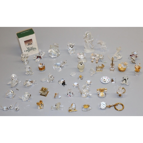 344 - Large collection of Swarovski Crystal glass ornaments, including: cactus; coffee grinder; globe; tel... 