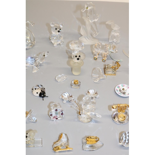 344 - Large collection of Swarovski Crystal glass ornaments, including: cactus; coffee grinder; globe; tel... 