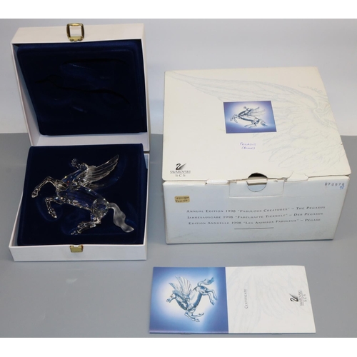 345 - Swarovski Crystal glass ornament: The Pegasus, Fabulous Creatures annual edition 1998, H12.5cm, with... 