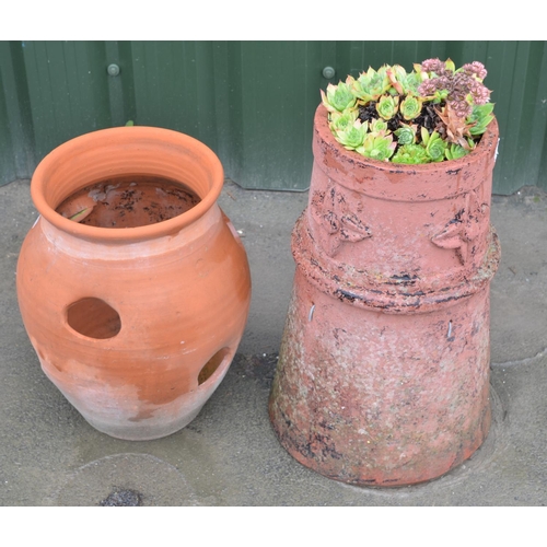 1303 - Two terracotta planters, H54cm max (2)