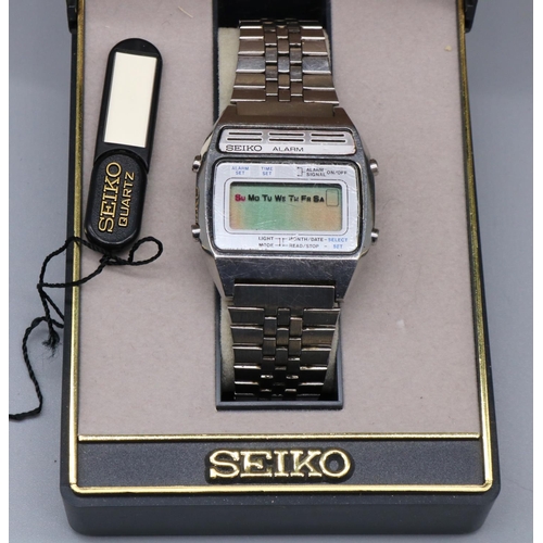 240 - Seiko SQ stainless steel LCD alarm, multifunction display, movement ref no. A134, case ref no. 5000,... 