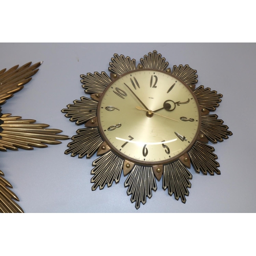 485 - Three late 1970's Metamec sunburst wall clocks, maximum D44cm