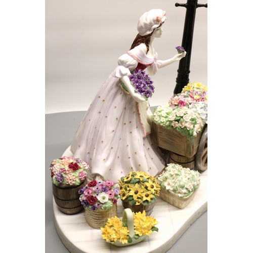 81 - Coalport figure group, The Flower Seller, designed by Sue McGarrigle, L48cm, limited edition 18/250,... 