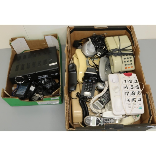 1485 - Two Vintage Ericsson mobile phones, LG mobile phone, British Telecom, Visconet telephone and other v... 