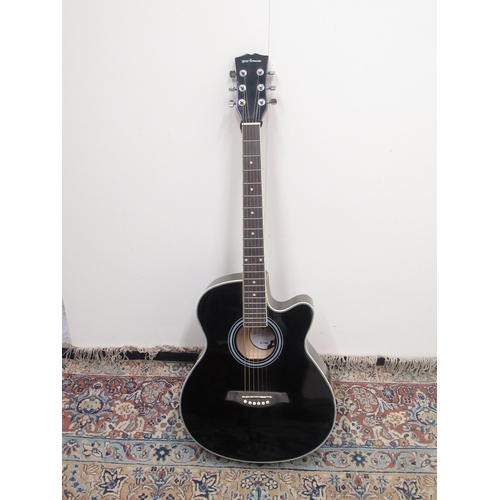 402 - Gear 4 music SC-10BK, 6 string single cutaway acoustic guitar, in lined black carry case (key presen... 