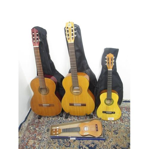 406 - Kay KC366 acoustic guitar with black leather carry bag, Lorenzo model no. N-22 acoustic guitar with ... 