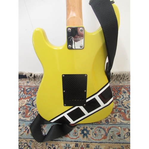 416 - Homemade custom guitar in tribute to Valentino Rossi comprising various parts from multiple Fender S... 