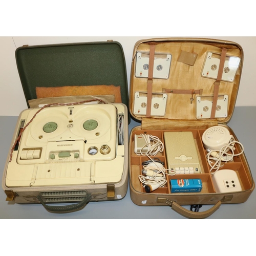 1493 - Telefunken 1960's reel to reel Magnetophom KL65S, Minifon Attaché 1960's Dictaphone complete with le... 