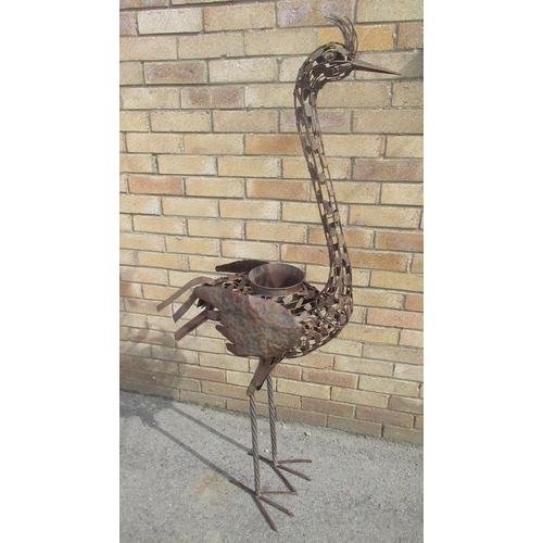 747 - Openwork metal garden exotic bird planter, H153cm