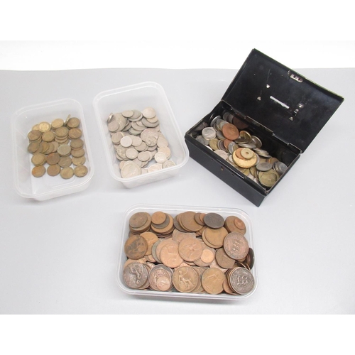 758 - Selection of mainly GB pre-decimal cupro-nickel and copper coinage and a tin of mixed world coins (q... 