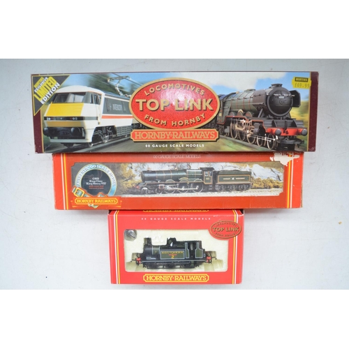 506 - Three boxed Hornby OO gauge electric steam engine models to include R646 OO gauge Battle of Britain ... 