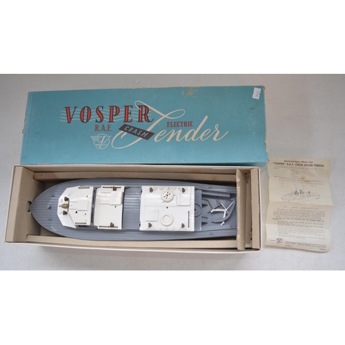 483 - Victory Industries boxed RAF Vosper electric powered Crash Tender plastic model with brass propeller... 