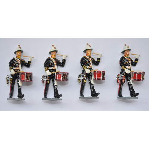 487 - Two boxed sets of 1/32 scale cast metal Royal Marine Bandsmen and Colour Party figures and 4 loose M... 