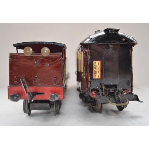 490 - Vintage tinplate and metal Hornby Meccano O gauge clockwork LMS No2 tank engine in working order wit... 