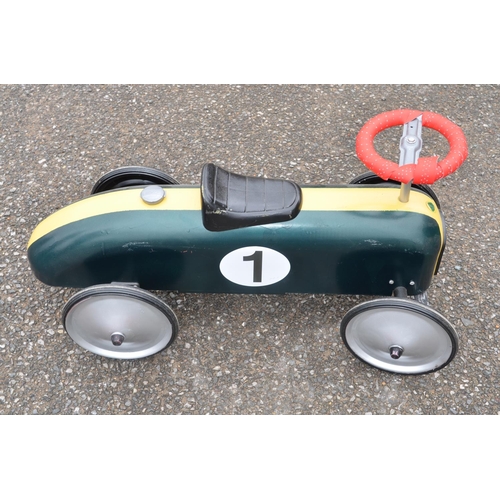 324 - Gollnest & Kiesel KG pressed steel child's push along car, repainted as a Lotus, in full working ord... 