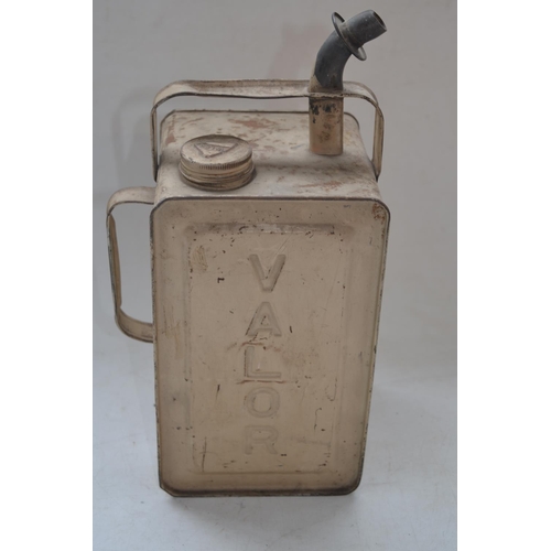 327 - Two steel fuel/oil cans, BP (restored and repainted, possible reproduction), H39cm and a vintage Val... 