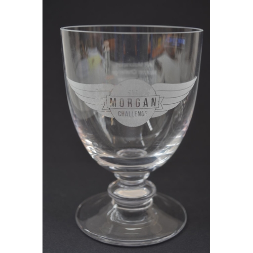 330 - Pair of Krosno glass AR Motorsport Morgan Challenge Class Winner trophy glasses, Donnington Park Rac... 