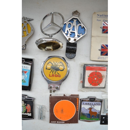 343 - Collection of car grille badges and hood ornaments incl. a rare LRDG (Long Range Desert Group) reuni... 