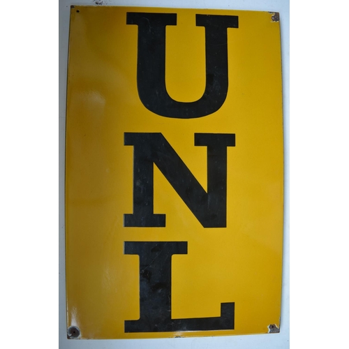 347 - Large 3 piece enamel advertising sign for Dunlop Stock, each panel 88.8cm x 59.9cm, overall H267cm. ... 