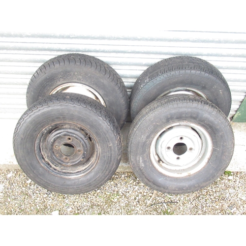 291 - Two Carmac NC80 tyres, Mabor General tyre & a Kingpin Radial Remould tyre  for Mini car (4)