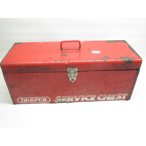 292 - Draper large red tool box, W63.5cm H25cm D24cm