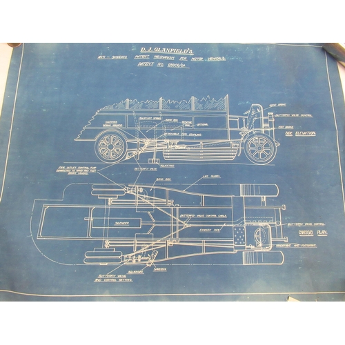 299 - Blue prints covering D.J.Glanfield's 'Anti-Skidding Patent Mechanism for Motor Vehicles' (17) & D.J.... 