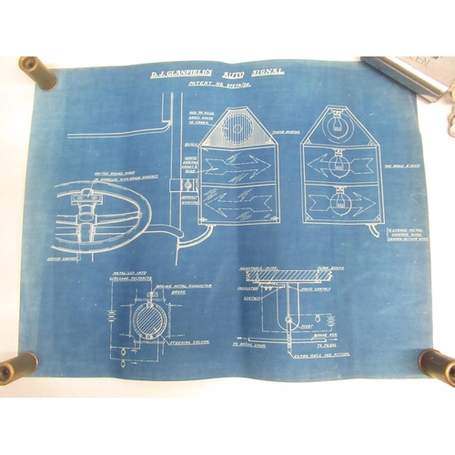 299 - Blue prints covering D.J.Glanfield's 'Anti-Skidding Patent Mechanism for Motor Vehicles' (17) & D.J.... 