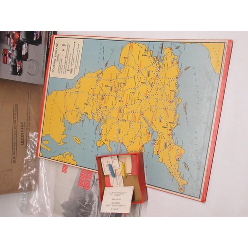 302 - Touring England map game board (appears complete), MG the Marque of the Successful Sportsman brochur... 