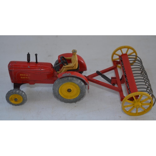 410 - Collection of vintage Dinky diecast model vehicles and trailers to include boxed 27AK Farm Tractor A... 