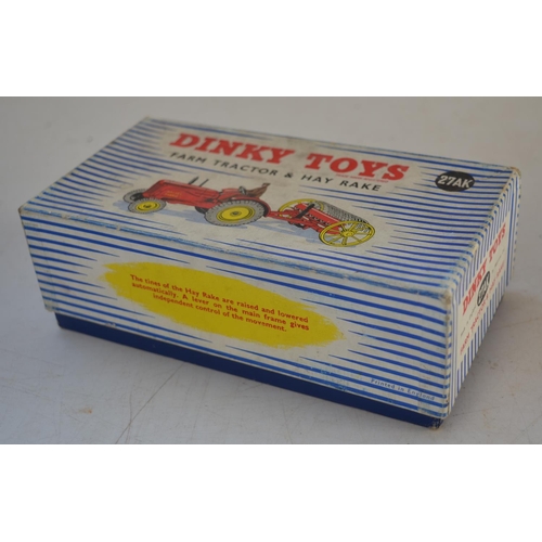 410 - Collection of vintage Dinky diecast model vehicles and trailers to include boxed 27AK Farm Tractor A... 