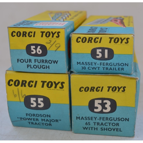 415 - Vintage Corgi Toys item 53 Massey-Ferguson 65 Tractor With Shovel (split in steering wheel), Item 55... 