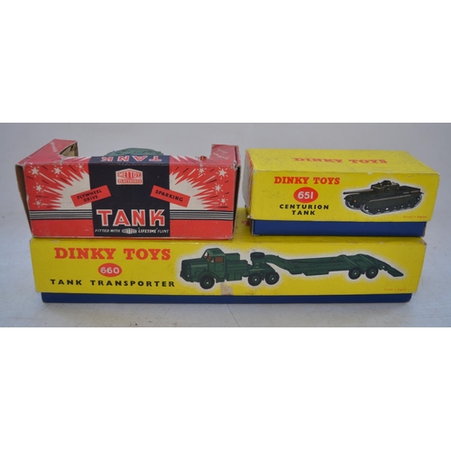 417 - Boxed vintage Dinky Toys 660 Tank Transporter and 651 Centurion Tank plus unboxed 670 Armoured Car a... 